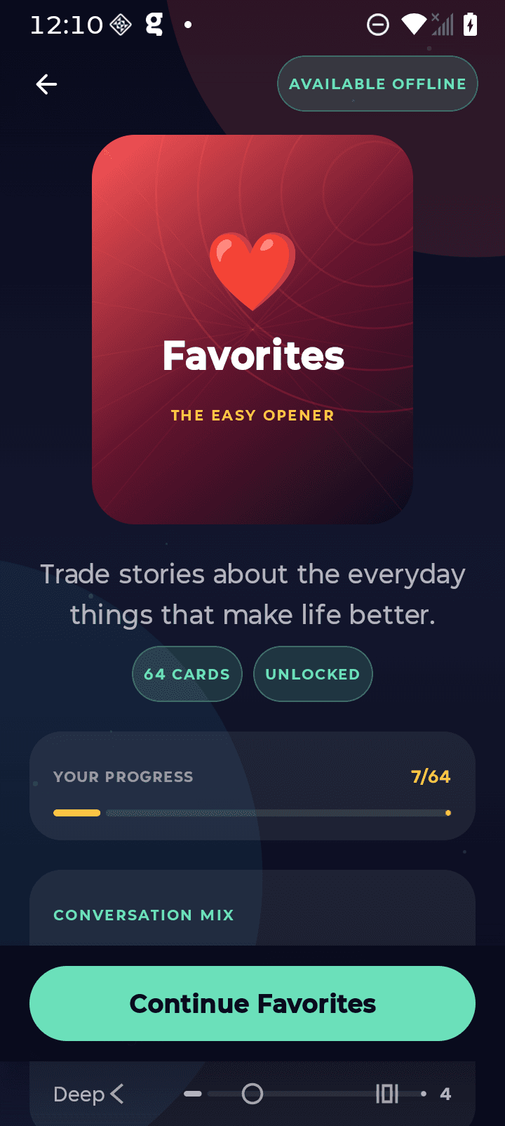 ConvoCards showing the prompts inside a conversation deck