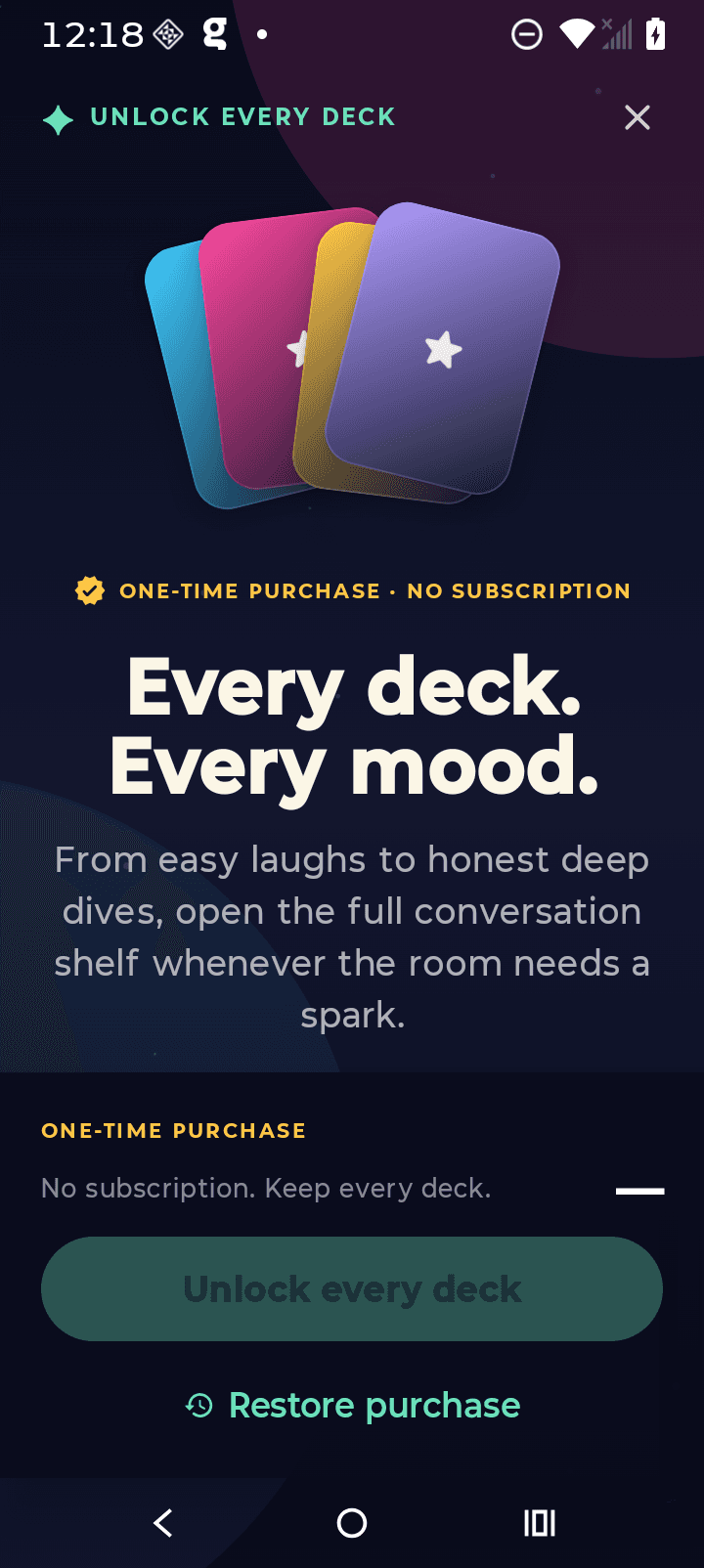 ConvoCards showing a prompt card ready to start a conversation