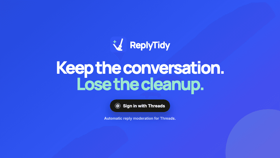 Reply Tidy moderation dashboard showing a review queue